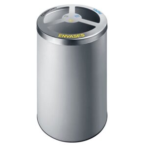 Papeleira metálica cilíndrica para reciclagem